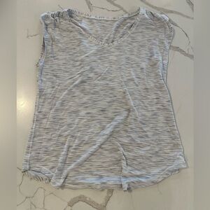 Lululemon Athletica Sweat Times Cap Sleeve White Light Gray Short Sleeve Tee